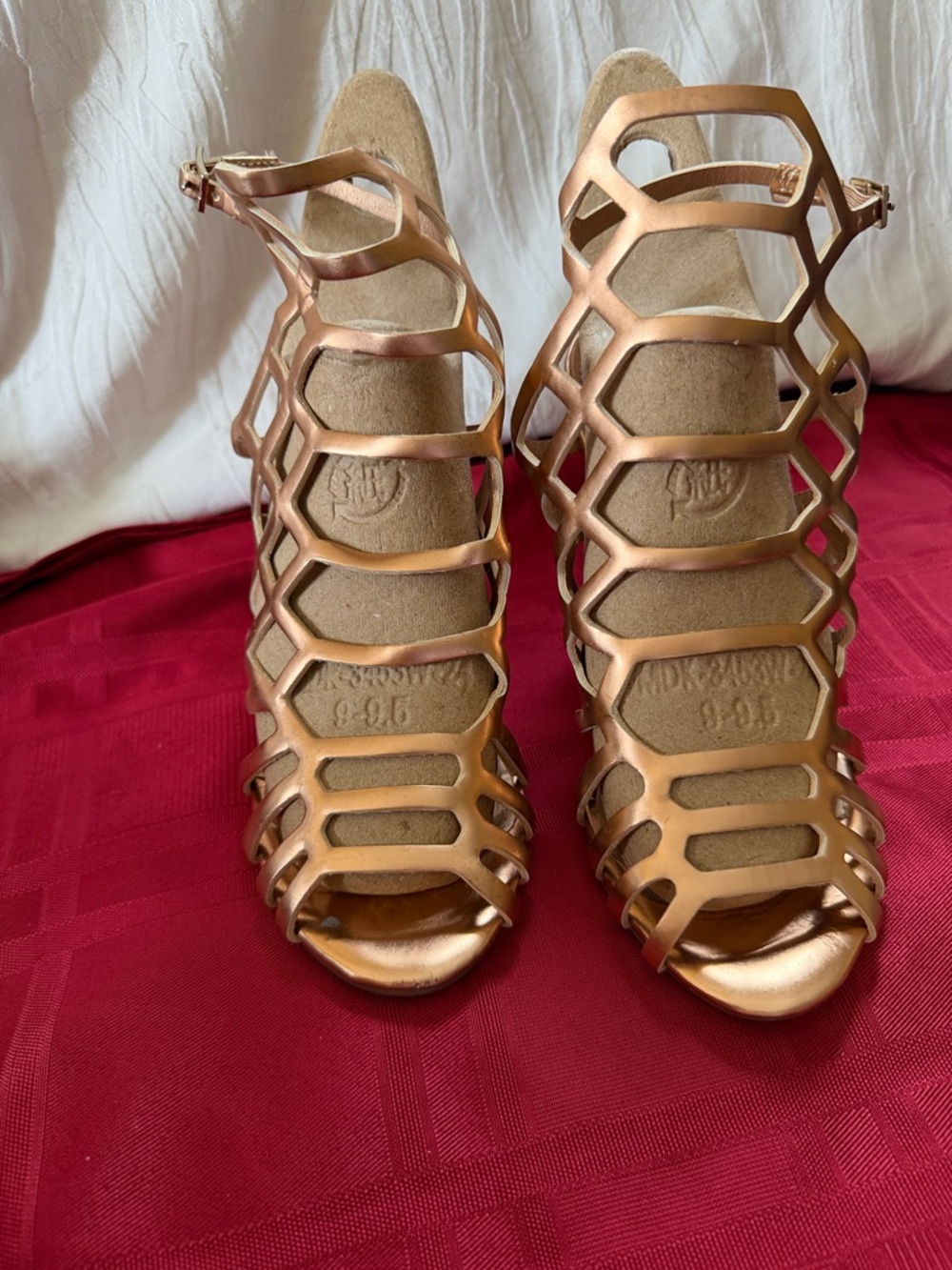 Madden Girl Metallic Rose Gold Cage Heels